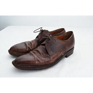 Bontoni Leather Textured Brown Tan Mens Lace Oxford Shoes Size 10.5